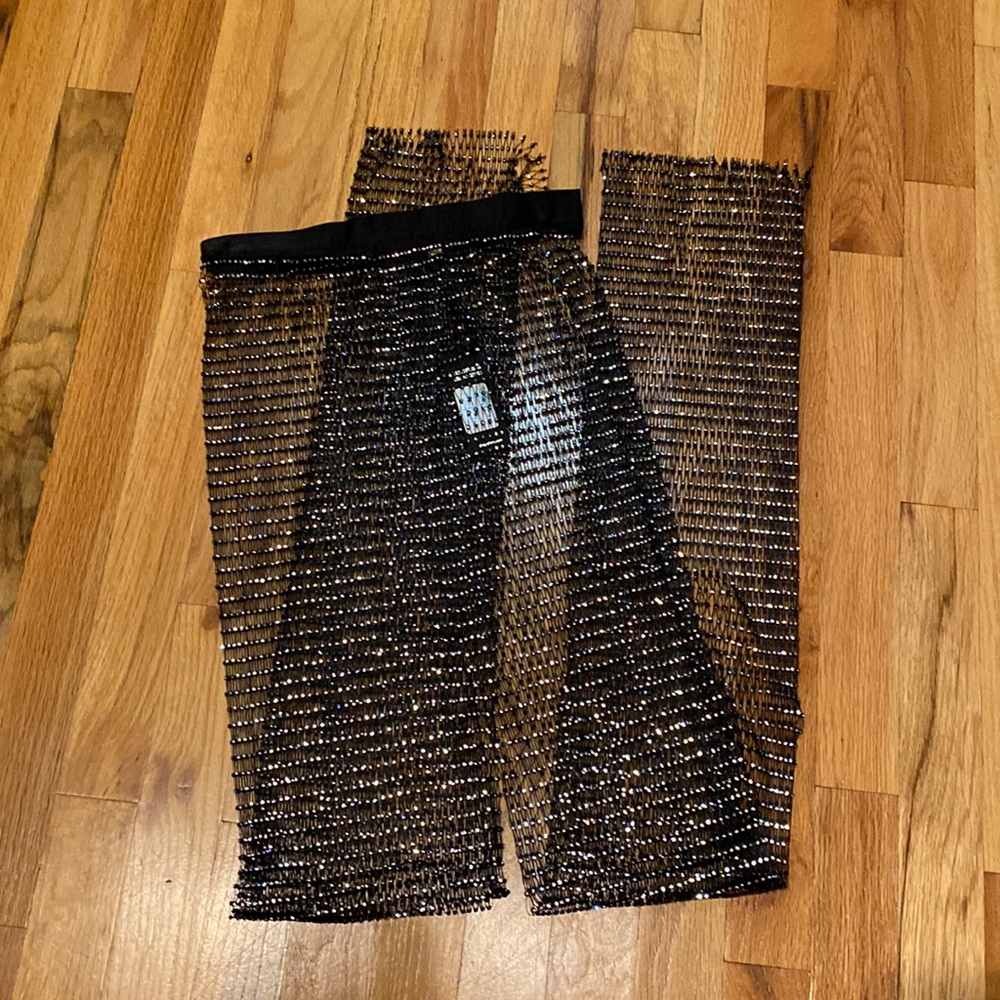 NWT AFRM DEBBIE RHINESTONE FISH NET PANTS